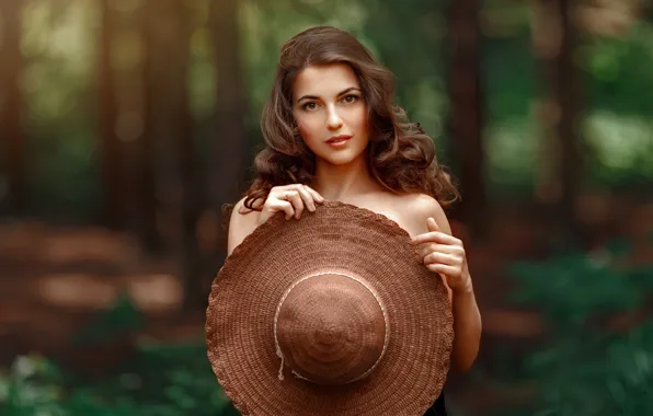 Picture look, girl, nature, hair, hat, beautiful, Andrey Metelkov