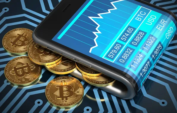 Picture smartphone, smartphone, coins, bitcoin, bitcoin, btc