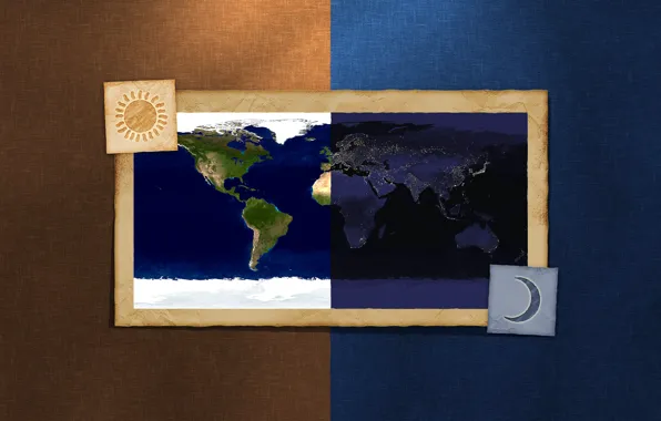 Night, planet, map, day
