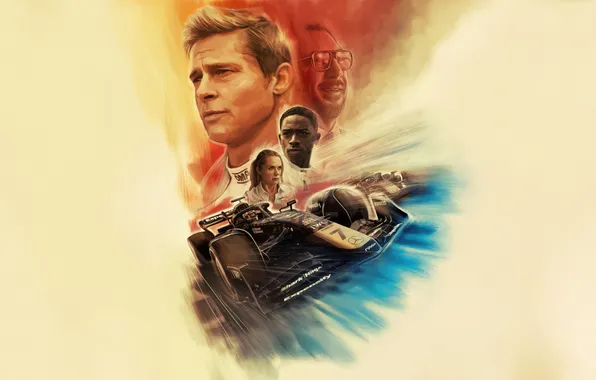Background, sport, figure, art, race, Formula 1, Brad Pitt, Brad Pitt