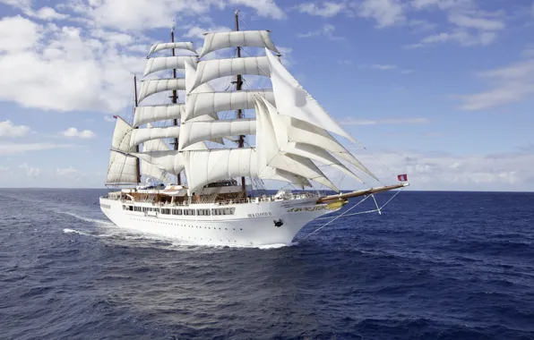 The way, movement, the wind, ship, sailboat, sails, journey, swimming