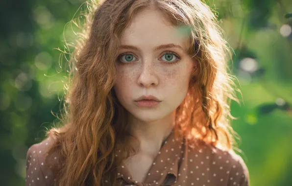 Picture look, girl, face, hair, portrait, freckles, red, redhead