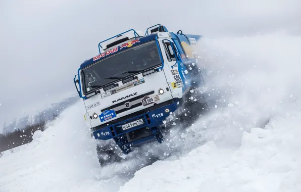 Winter, Snow, Truck, Master, Skid, Russia, Kamaz, Rally