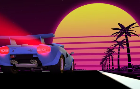 The sun, Auto, Music, Lamborghini, Machine, Background, 80s, Supercar