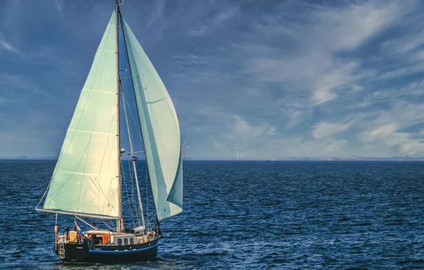 Sea, the sky, shore, sail