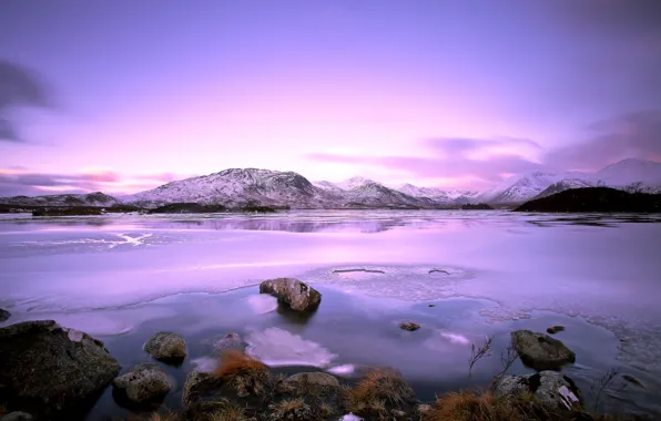 Picture winter, the sky, clouds, snow, landscape, mountains, nature, lake