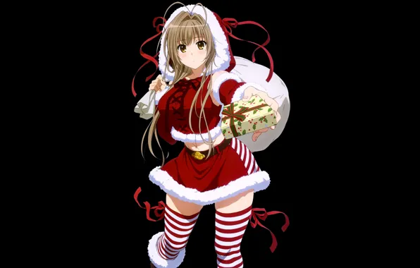 Girl, christmas, anime, present, merry christmas, holiday, blonde, asian