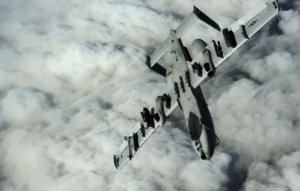Picture clouds, attack, A-10, Thunderbolt II