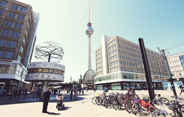 Picture the city, people, Germany, area, Berlin, Alexanderplatz, Berlin