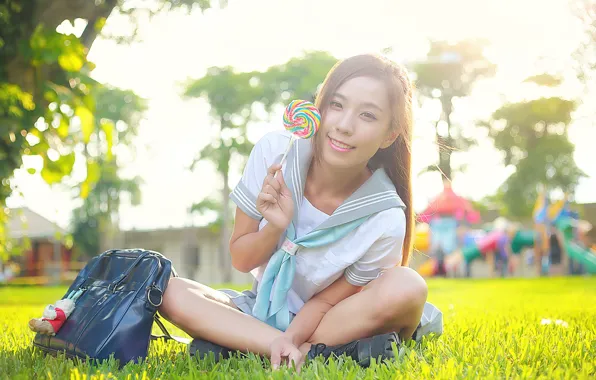 Summer, grass, girl, joy, face, smile, hair, the sweetness