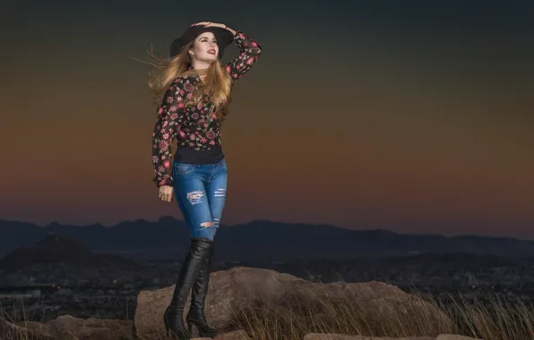 Girl, smile, hair, hat