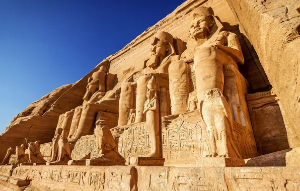 Picture The sky, Rock, Temple, Egypt, Sky, Rock, statues, Egypt