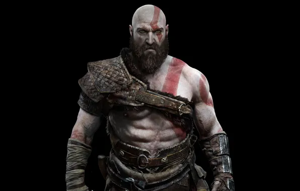 Picture God of war, Black background, Kratos