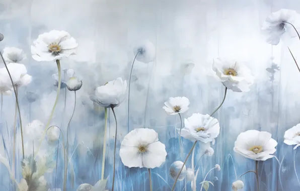 Picture glade, Maki, blur, white, AI art, neural network