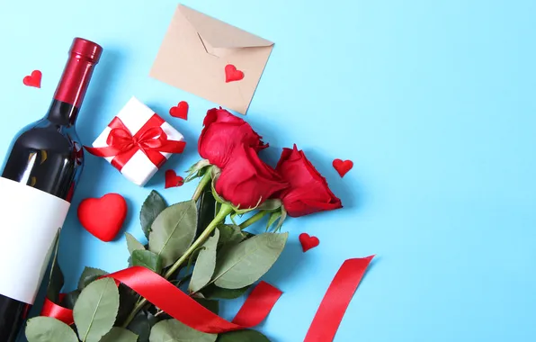 Love, flowers, gift, romance, heart, roses, bouquet, love
