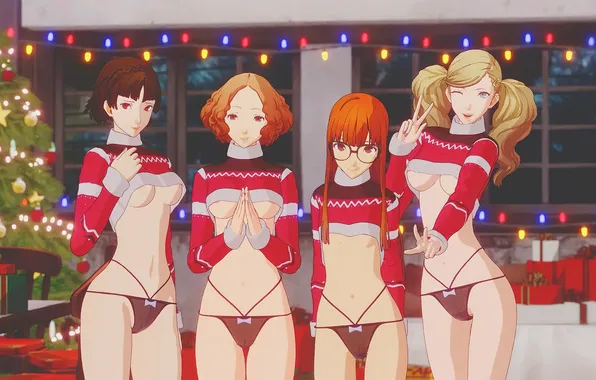Character, Christmas, Anime, Person 5, Futaba Sakura, Hentai, Haru Okumura, Rule 34