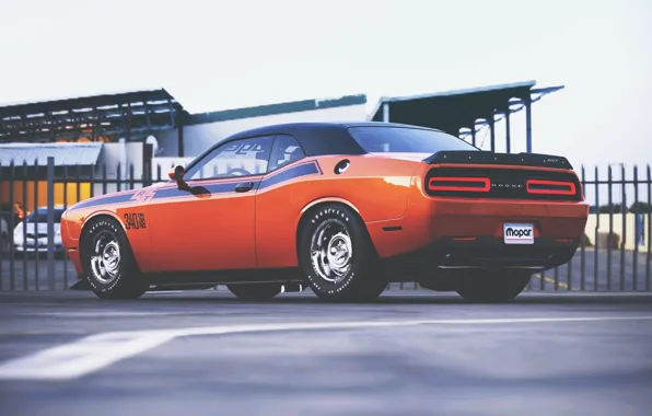 Auto, Machine, Orange, Dodge, Challenger, Dodge Challenger, Muscle car, Rendering
