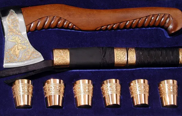 Picture gold, axe, set