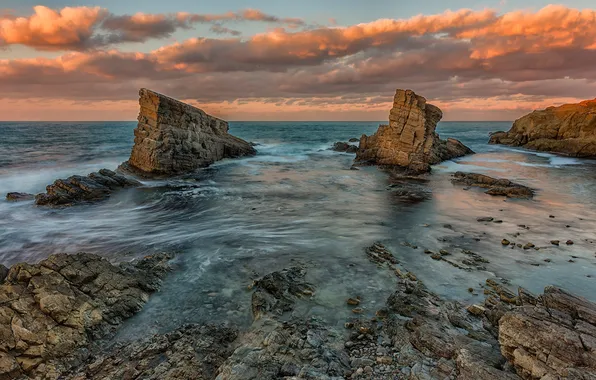 Sea, the sky, clouds, landscape, sunset, nature
