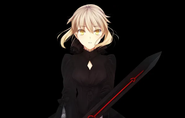 Void, darkness, sword, Fate Stay Night, yellow eyes, Saber