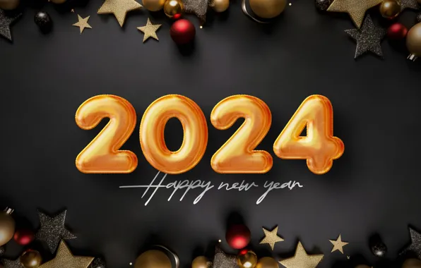 Wallpaper figures, New year, date, composition, 2024, New Year 2024 for ...