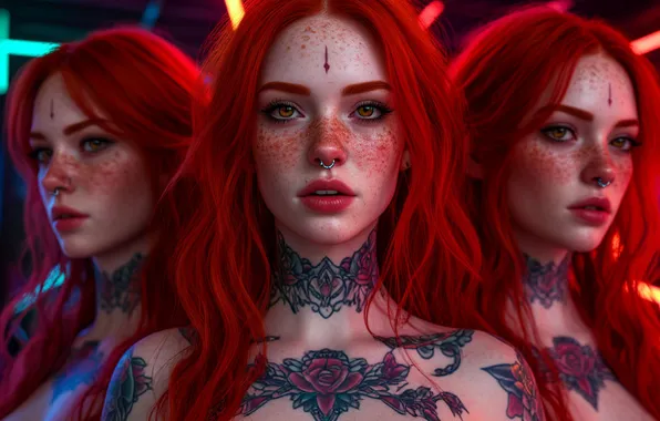 Eyes, girl, love, flowers, red, fantasy, arrows, mood