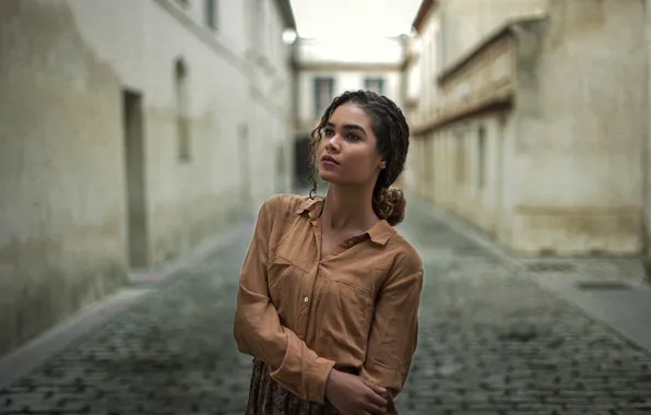 Background, model, skirt, portrait, home, makeup, brunette, hairstyle