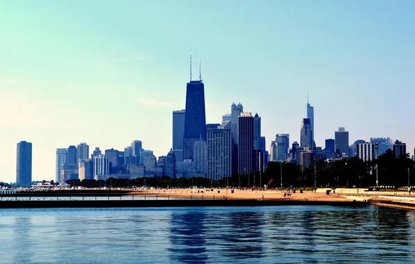 Picture the city, river, skyscrapers, Chicago, Chicago, Illinois