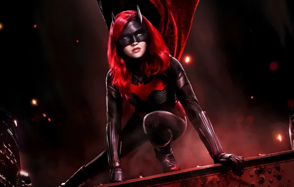 Picture roof, girl, night, hero, Batwoman, Ruby Rose