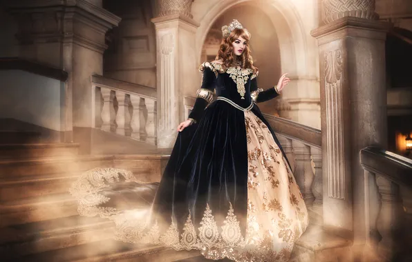 Look, girl, light, decoration, pose, style, castle, the descent