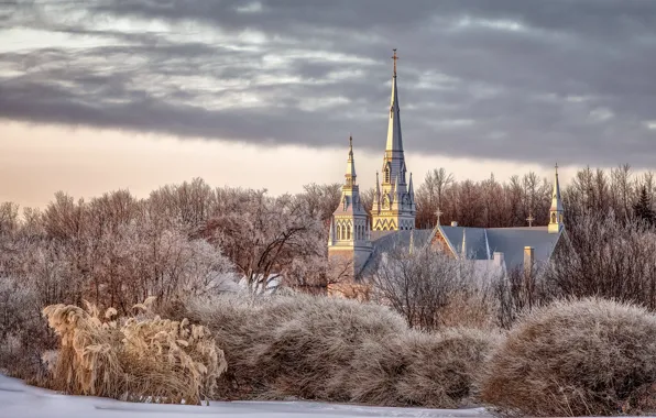 Winter, nature, Church, Church of Grondines