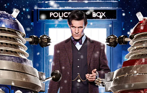 Look, stars, snow, actor, male, booth, Doctor Who, Doctor Who