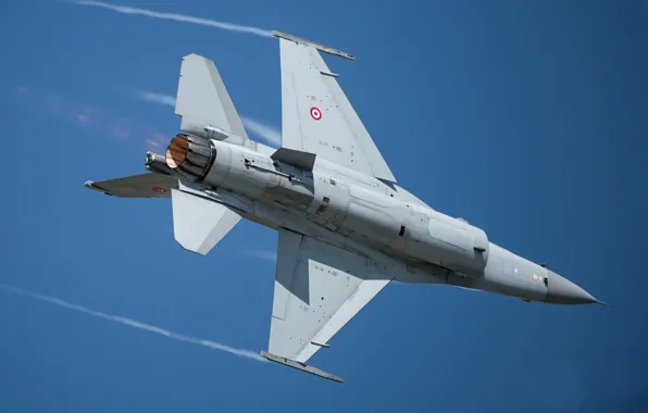 The plane, flies, blue sky, F-16C