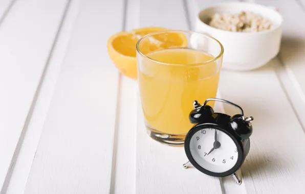 Glass, wood, fresh, orange juice