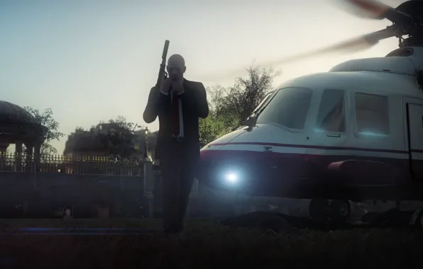 Gun, helicopter, Hitman, killer, killer, Square Enix, helicopter, killer
