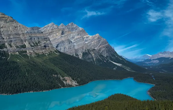 Picture forest, the sky, mountains, nature, lake, shore, Canada, Albert