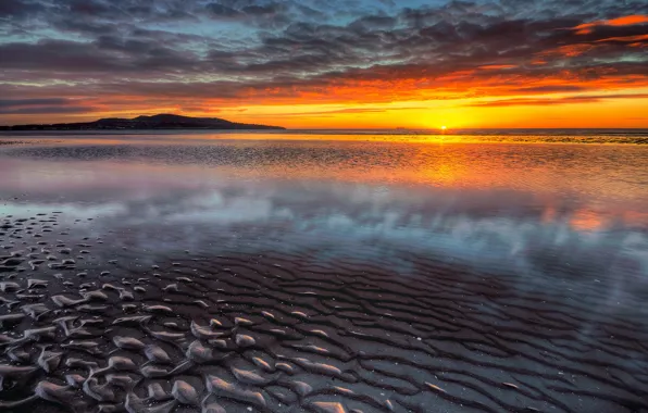 Sea, landscape, sunset