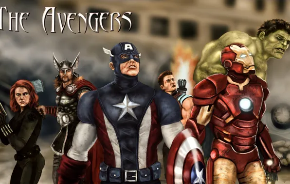 Picture Scarlett Johansson, shield, iron man, Hulk, Thor, captain America, Robert Downey ml, Chris Evans