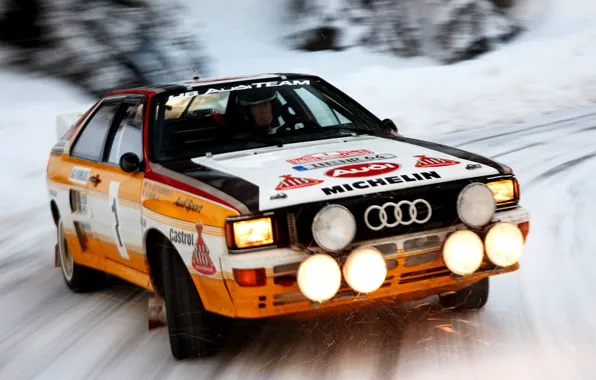 Audi, Audi, Snow, Speed, Light, Car, Car, Speed