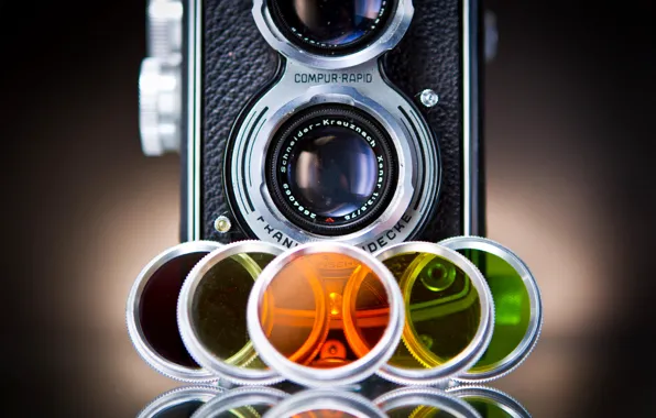 Picture retro, colored, the camera, different, lenses, glass, the camera