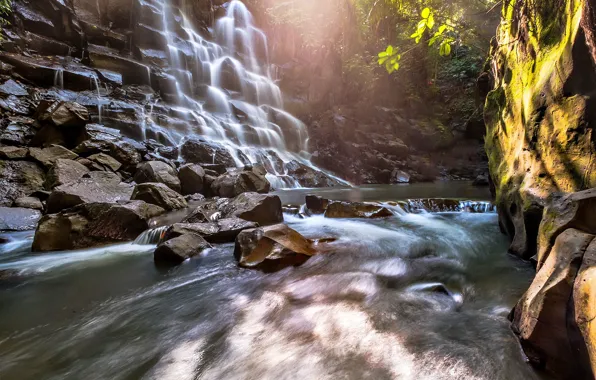 Squirt, rock, waterfall