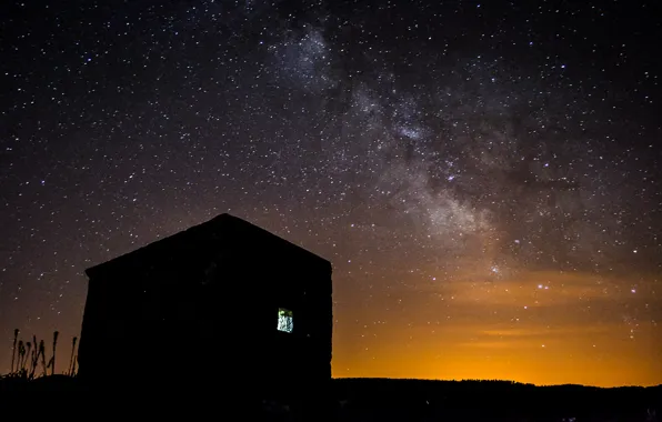 Stars, night, space, house, the milky way