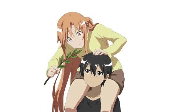 Anime, art, Sprig, two, Sword Art Online, Asuna, Kirito