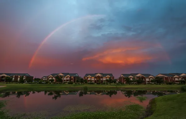 Picture Sunset, The sky, Nature, Home, The evening, Pond, Rainbow, Rainbow