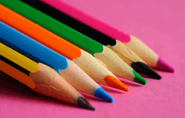 Macro, background, colored, pencils