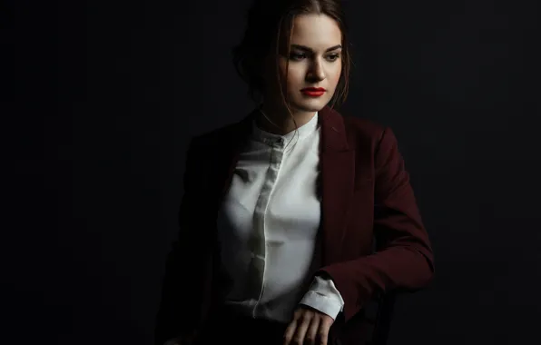 Picture blouse, brown hair, jacket, Christina, Mishin Dmitry