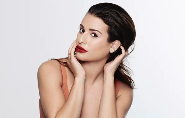 Look, face, pose, background, portrait, hands, makeup, brunette
