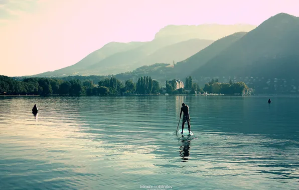 Water, mountains, nature, lake, surf, Alps, Annecy
