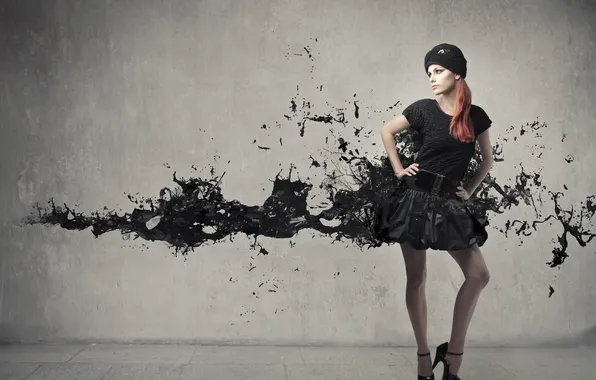 Girl, squirt, dress, red