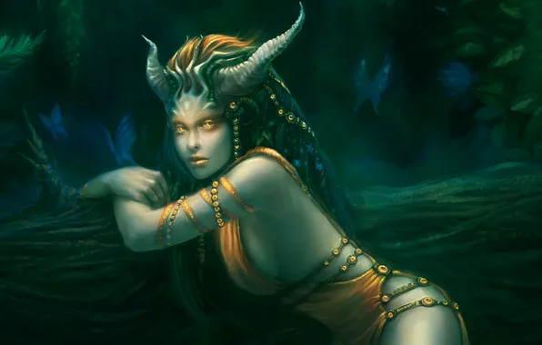 Forest, look, trees, nature, pose, fiction, butterfly, art